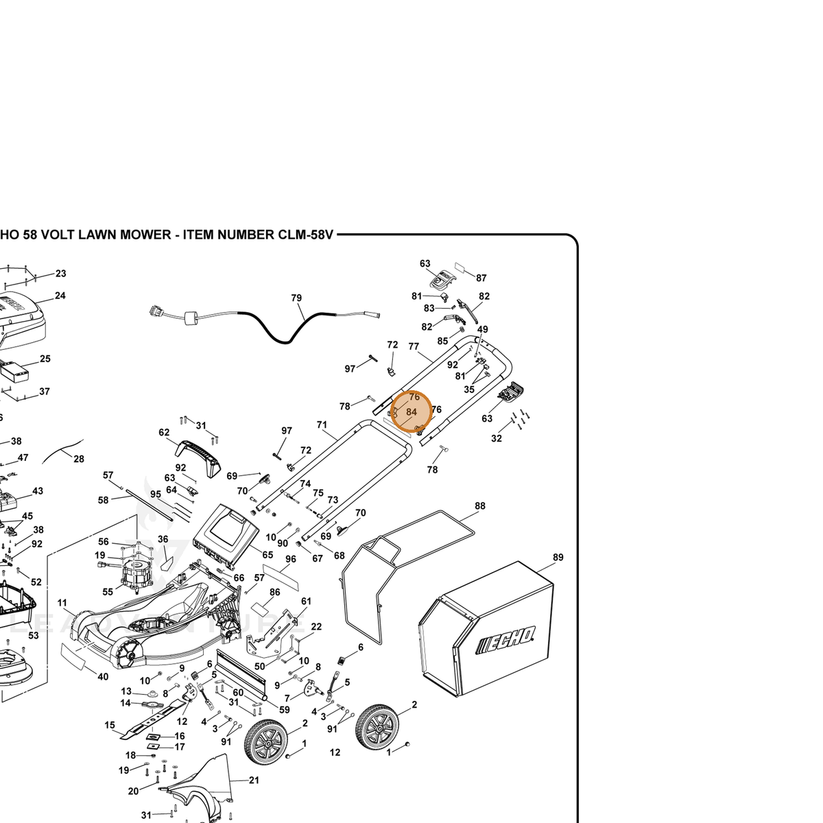 ECHO part 940657150 — IPL diagram snippet (6x zoom, amber highlight)