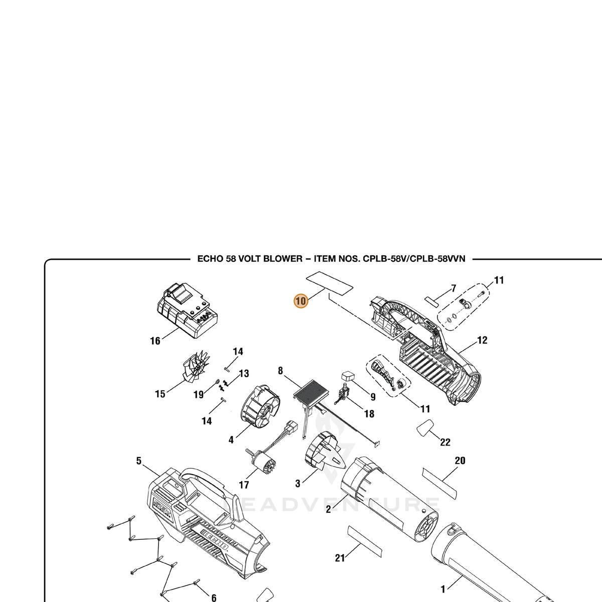 ECHO part 940657220 — IPL diagram snippet (6x zoom, amber highlight)