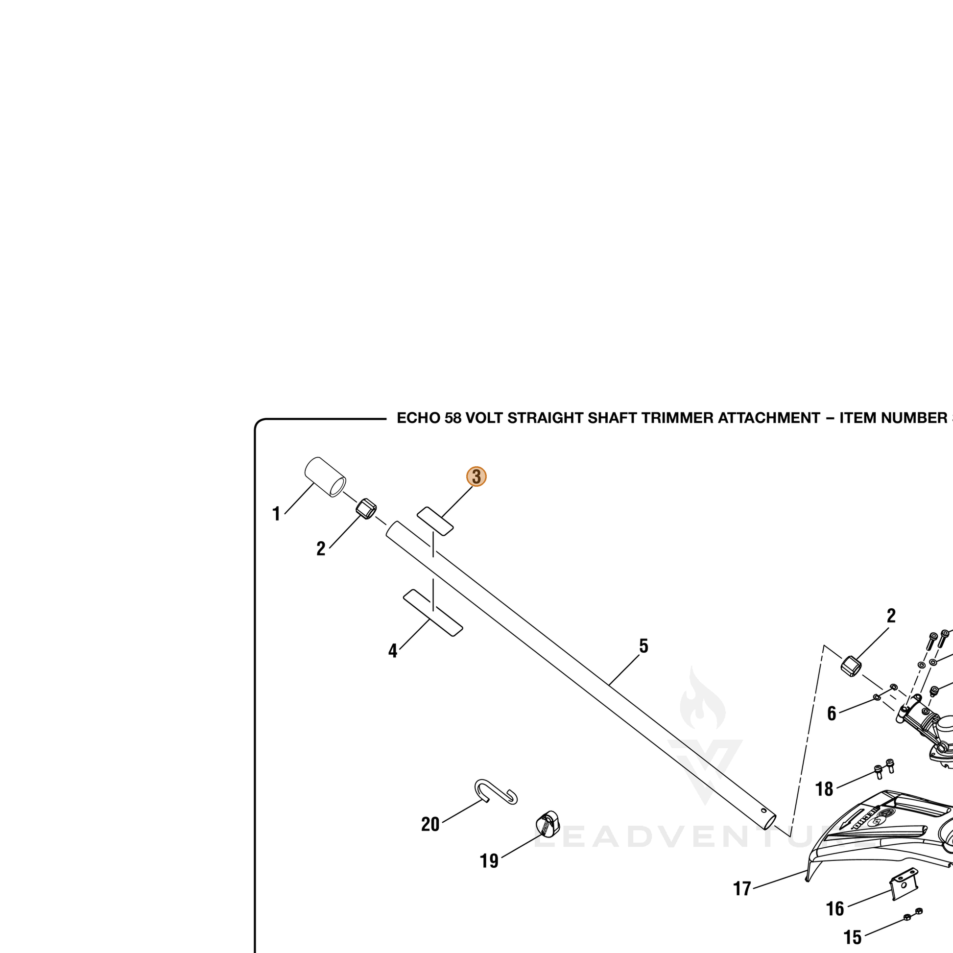ECHO part 940851010 — IPL diagram snippet (6x zoom, amber highlight)