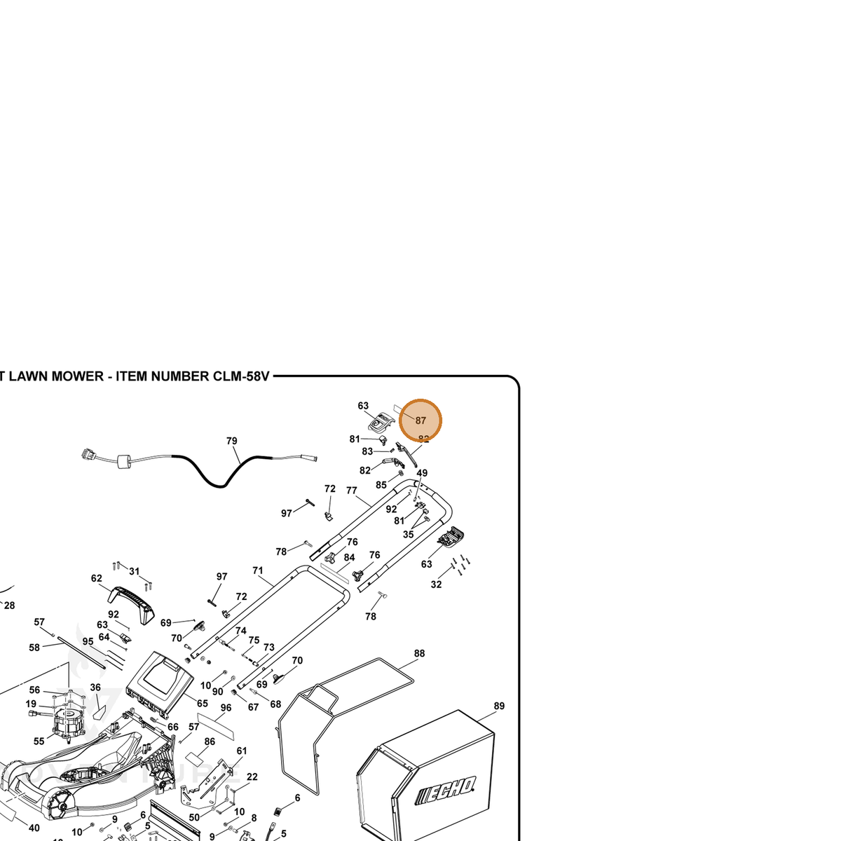 ECHO part 940851031 — IPL diagram snippet (6x zoom, amber highlight)