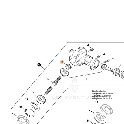 ECHO part 9411000629 — IPL diagram snippet (6x zoom, amber highlight)