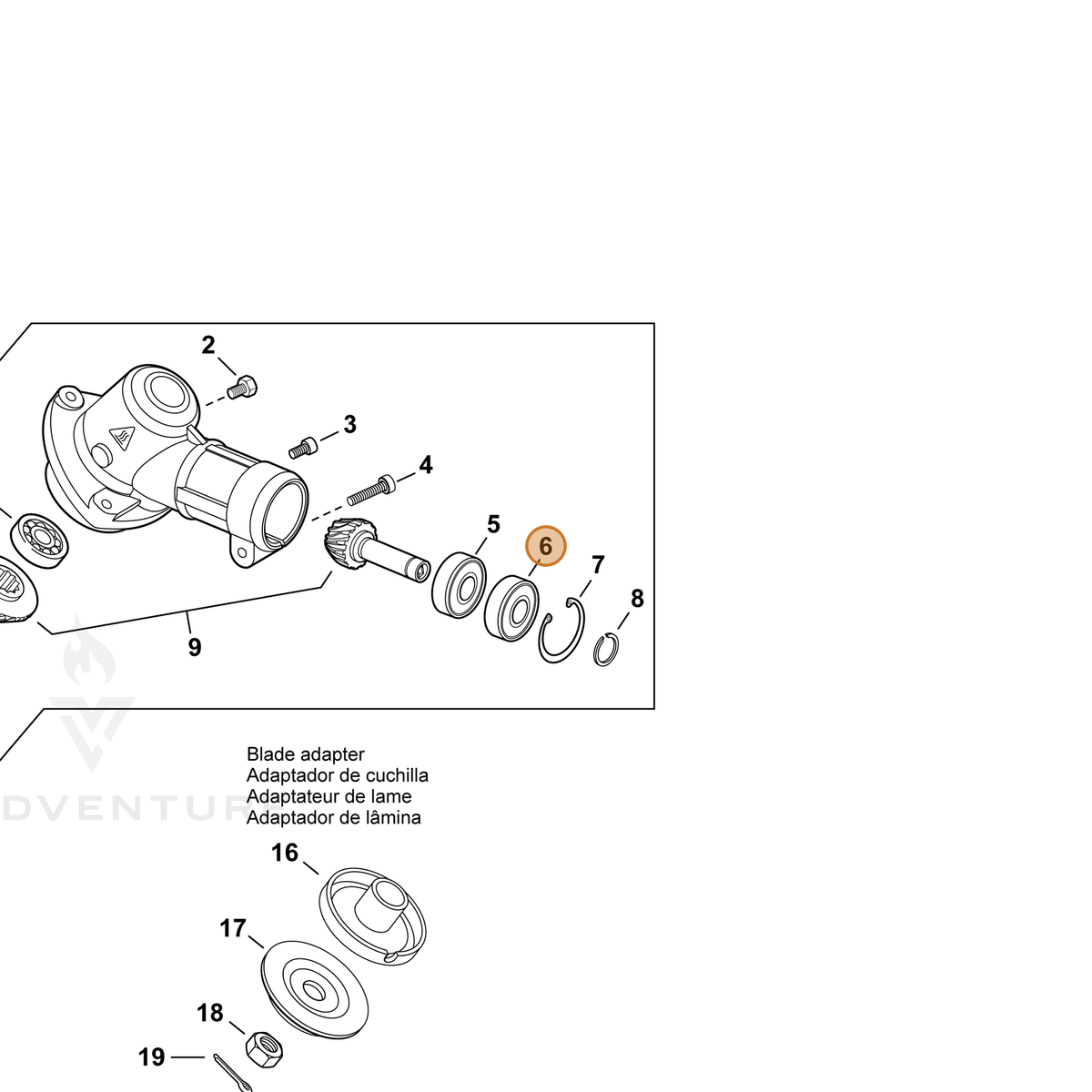 ECHO part 9411100609 — IPL diagram snippet (6x zoom, amber highlight)