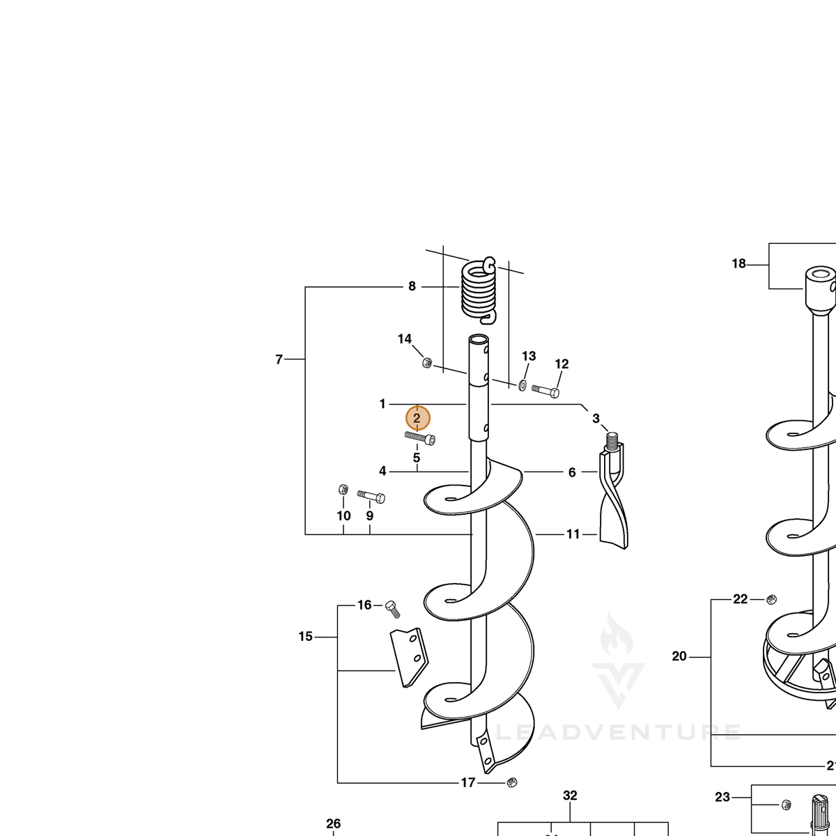 ECHO part 9507121125 — IPL diagram snippet (6x zoom, amber highlight)