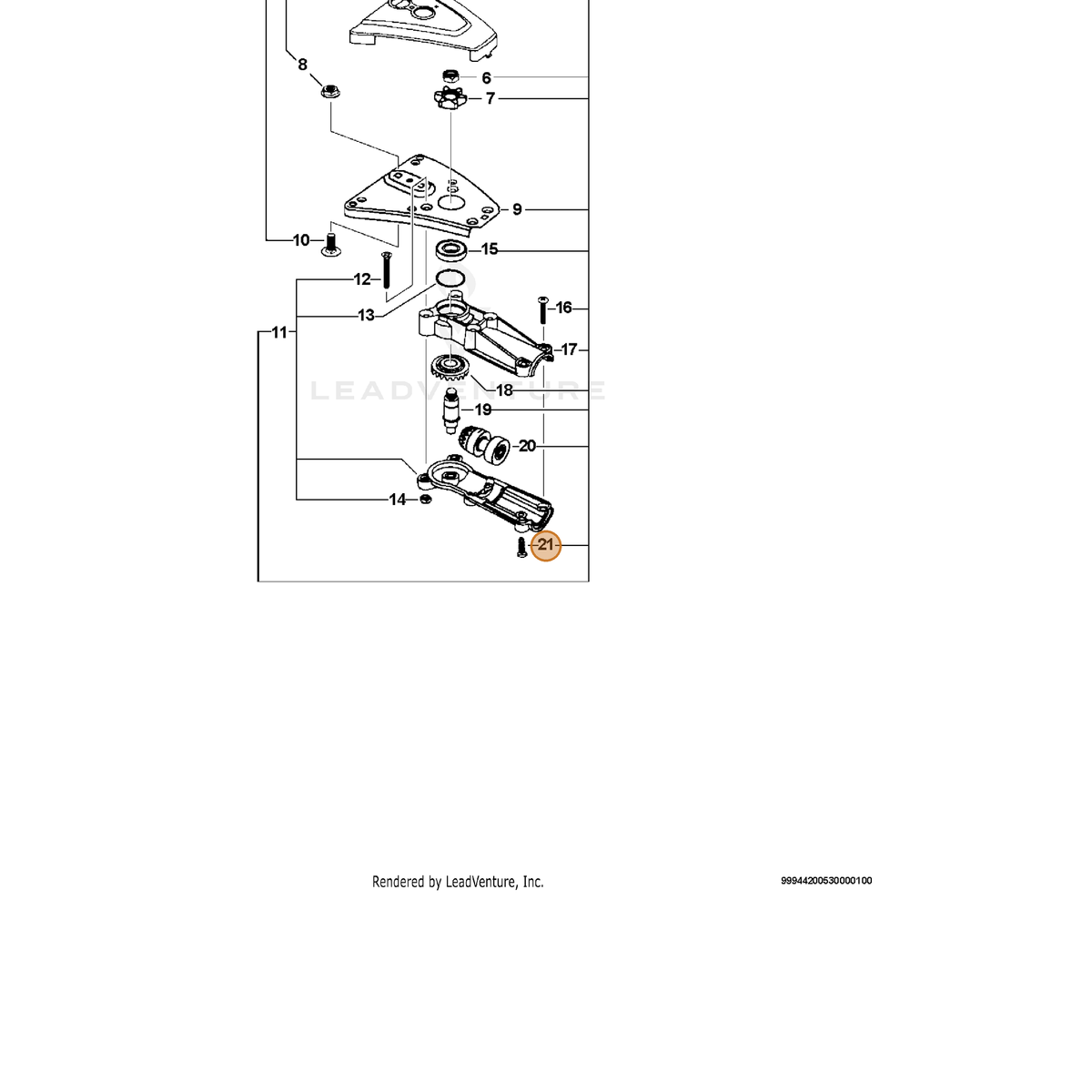 ECHO part 9511113050 — IPL diagram snippet (6x zoom, amber highlight)