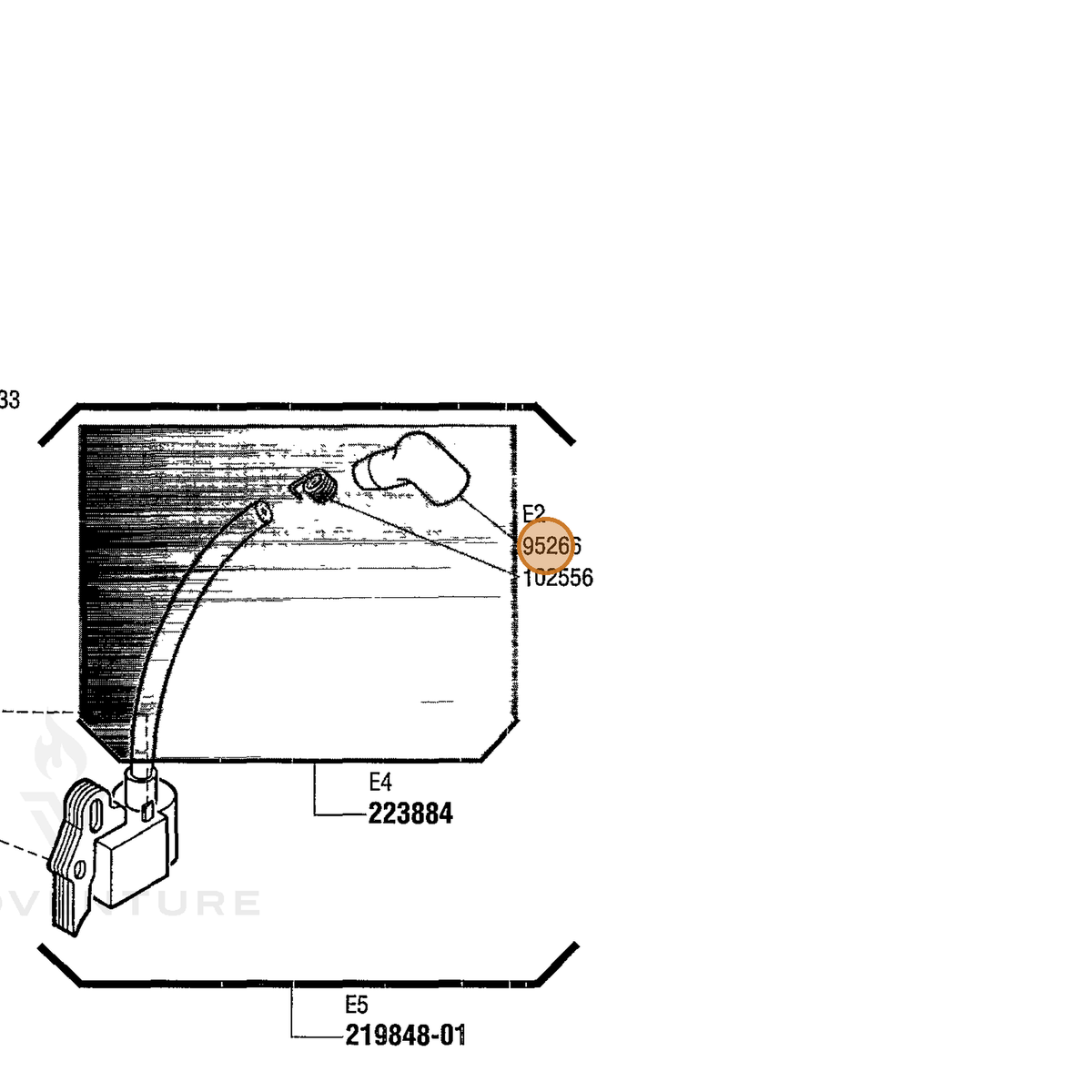 ECHO part 95266 — IPL diagram snippet (6x zoom, amber highlight)