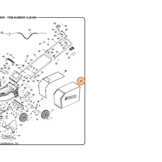 Echo part 970687001 — IPL diagram snippet (6x zoom, amber highlight)