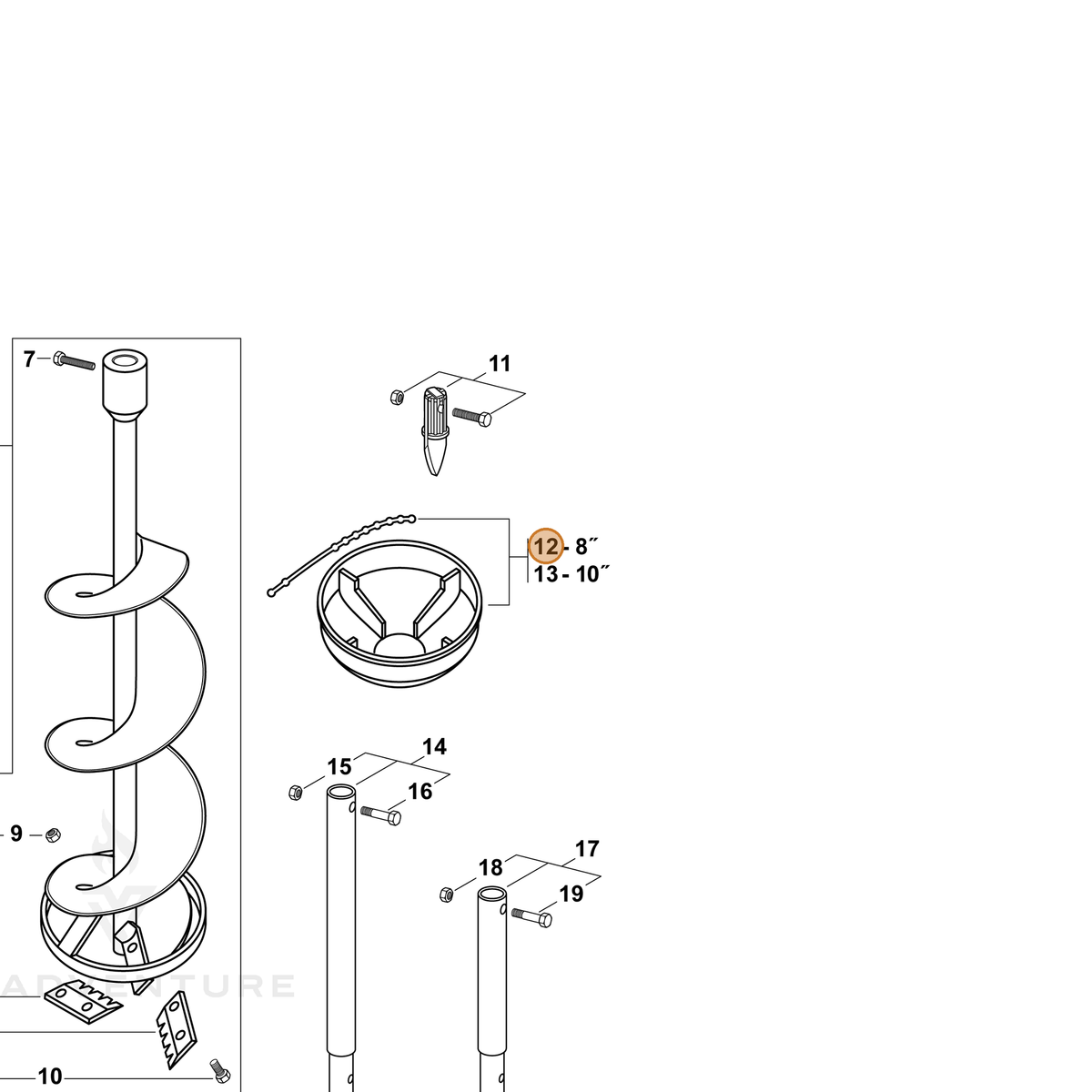 ECHO part 99922203813 — IPL diagram snippet (6x zoom, amber highlight)