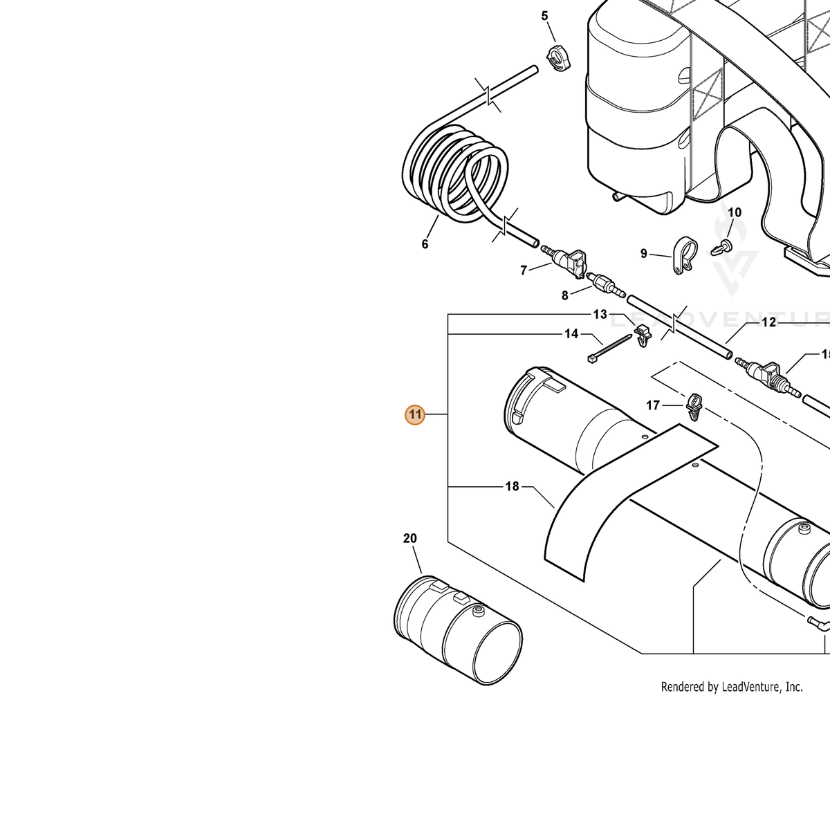 ECHO part 99922203893 — IPL diagram snippet (6x zoom, amber highlight)