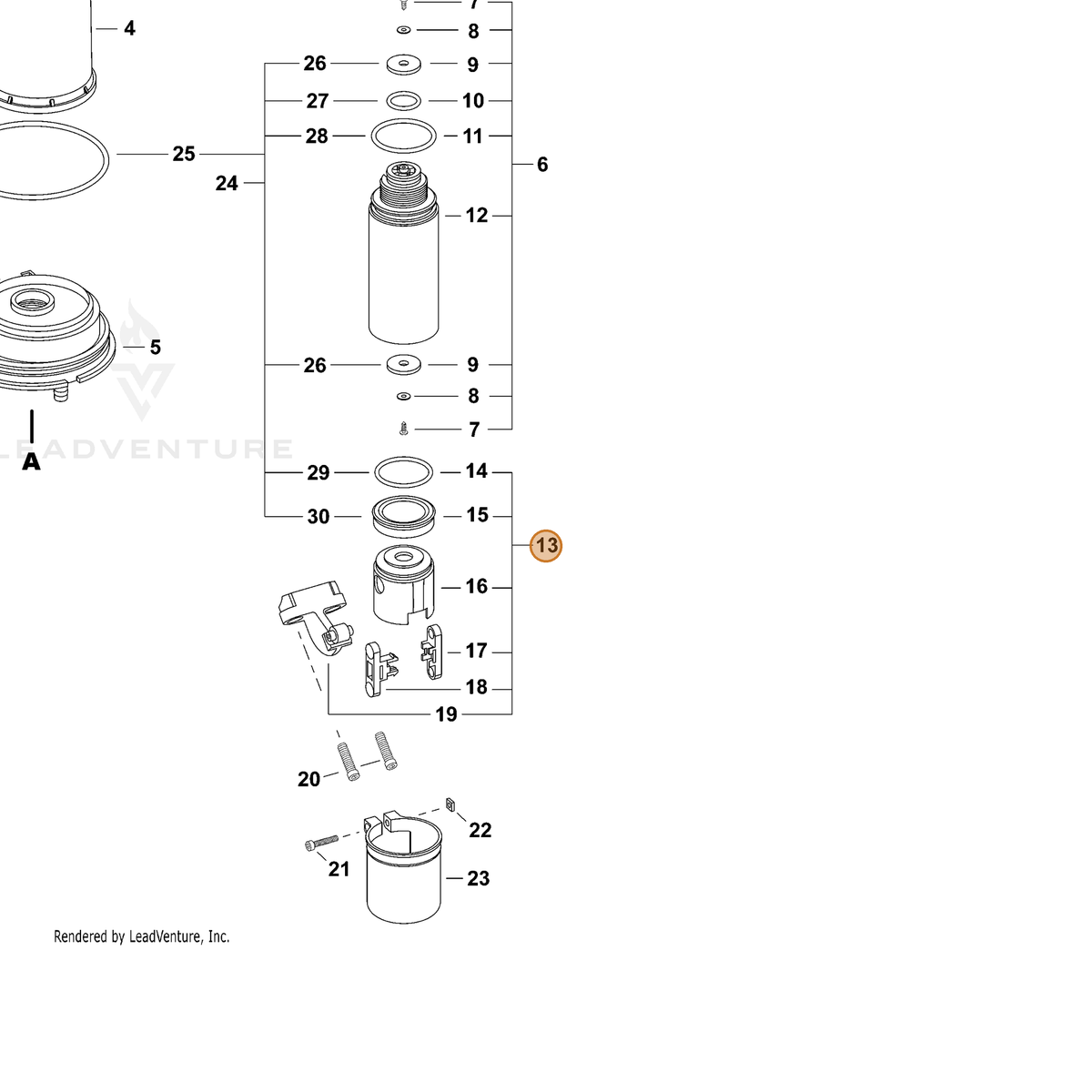 ECHO part 99944100475 — IPL diagram snippet (6x zoom, amber highlight)