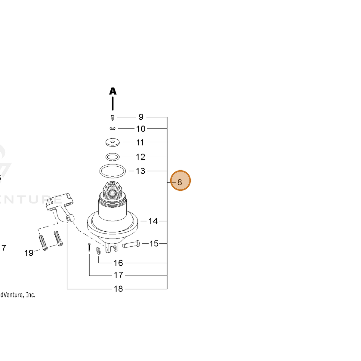 ECHO part 99944100476 — IPL diagram snippet (6x zoom, amber highlight)