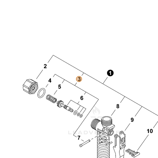 ECHO part 99944100477 — IPL diagram snippet (6x zoom, amber highlight)