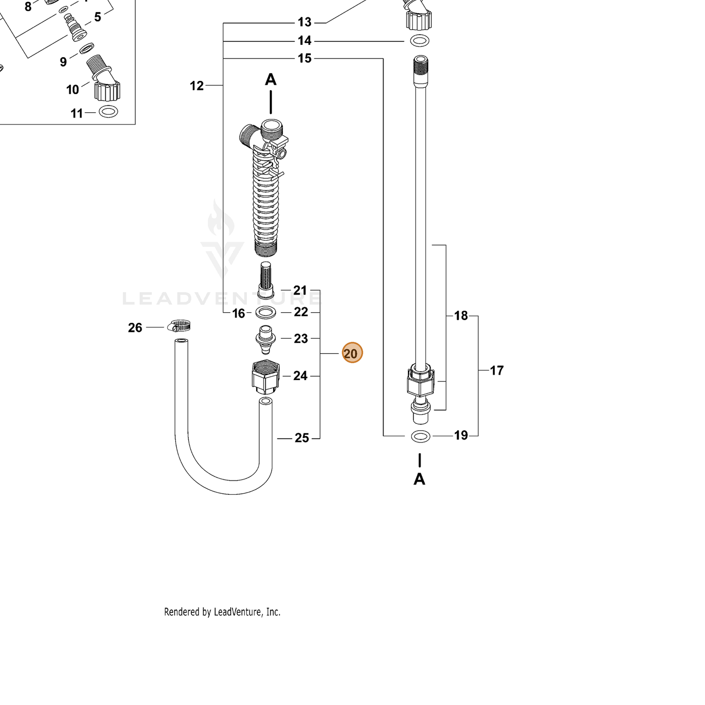 ECHO part 99944100479 — IPL diagram snippet (6x zoom, amber highlight)