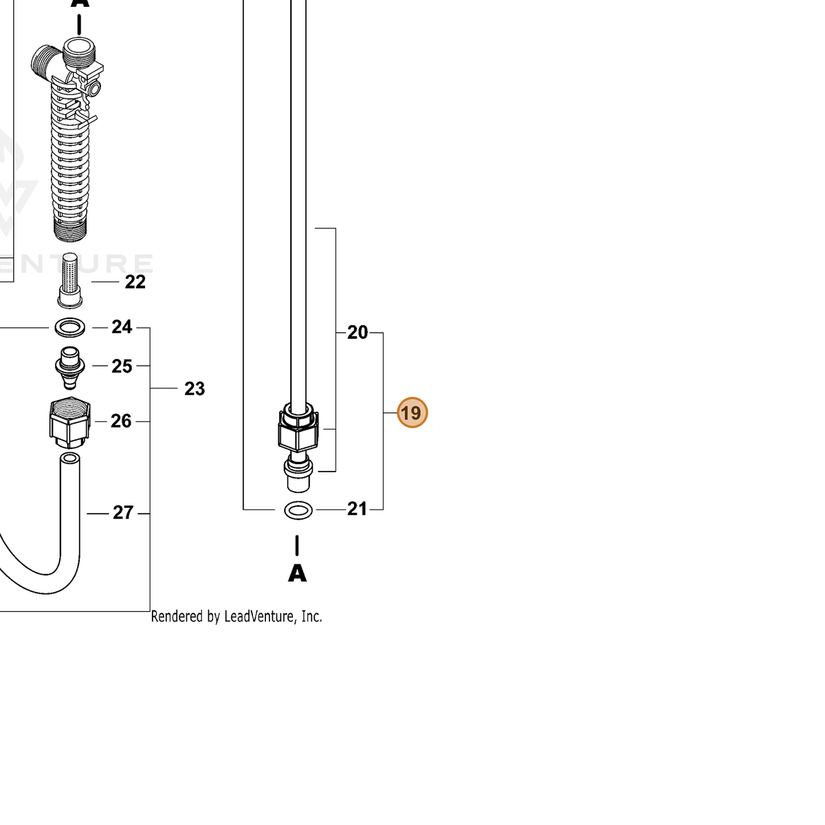 ECHO part 99944100480 — IPL diagram snippet (6x zoom, amber highlight)
