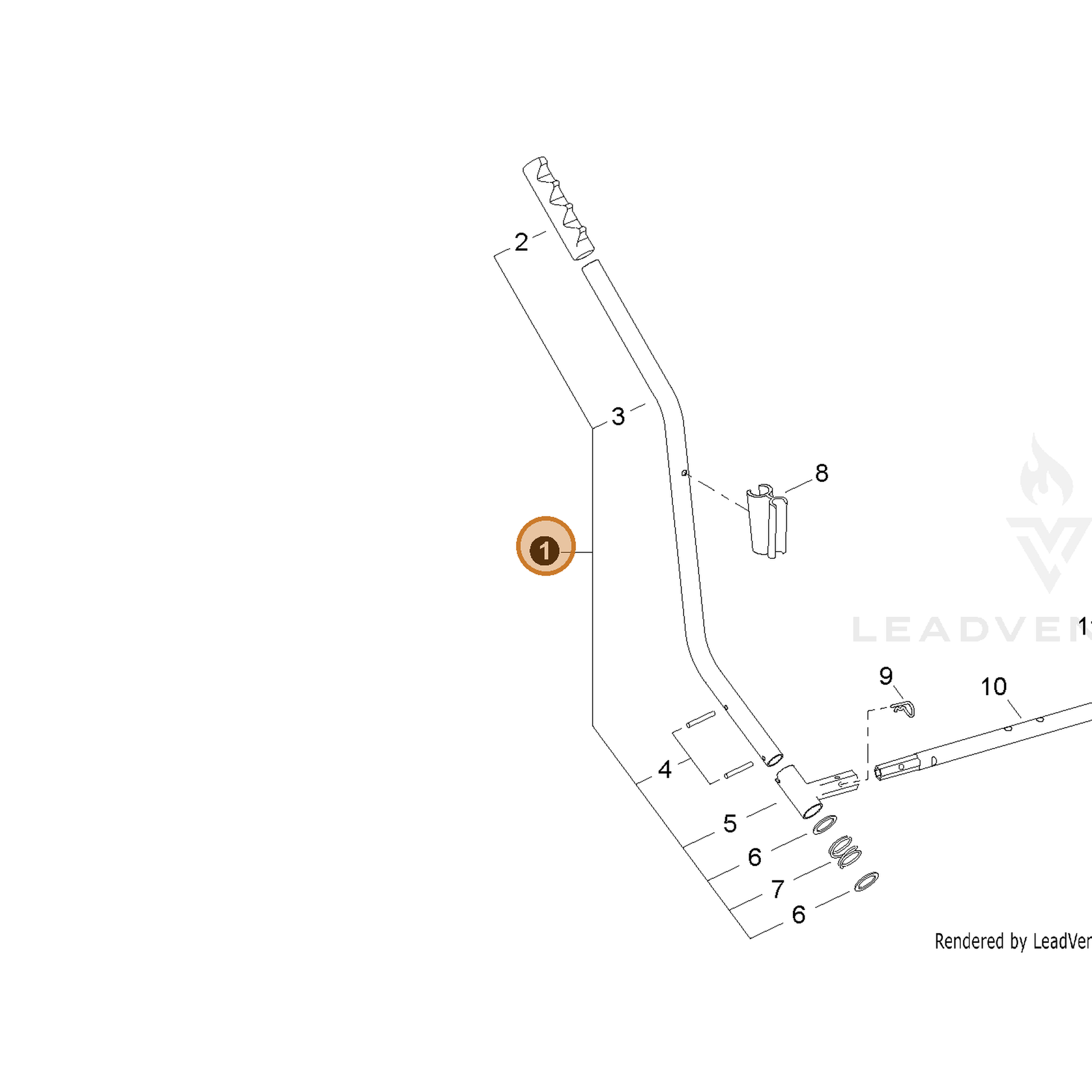 ECHO part 99944100489 — IPL diagram snippet (6x zoom, amber highlight)