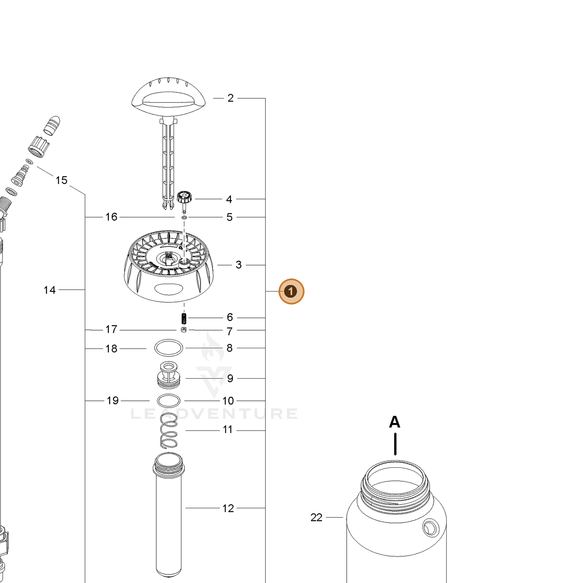 ECHO part 99944100512 — IPL diagram snippet (6x zoom, amber highlight)