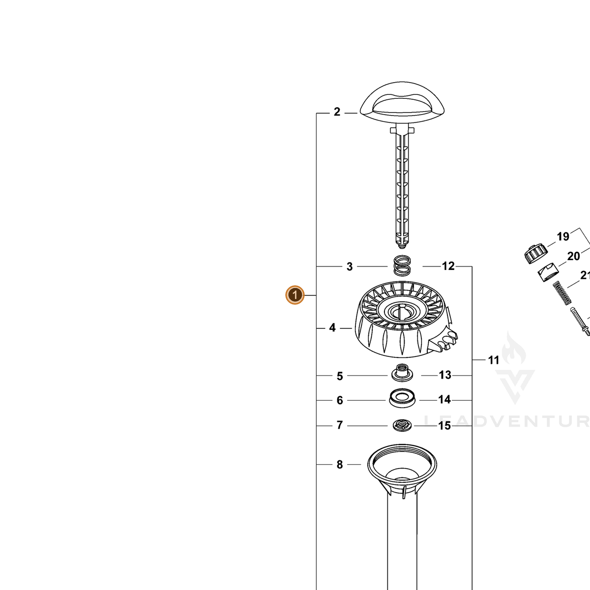 ECHO part 99944100520 — IPL diagram snippet (6x zoom, amber highlight)