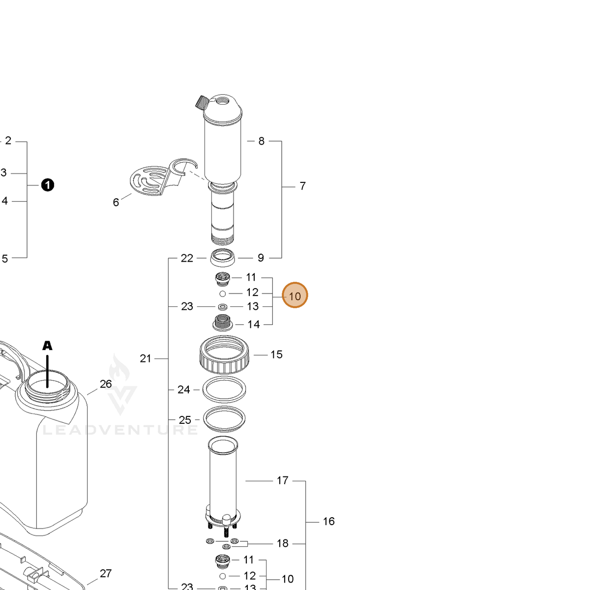 ECHO part 99944100522 — IPL diagram snippet (6x zoom, amber highlight)