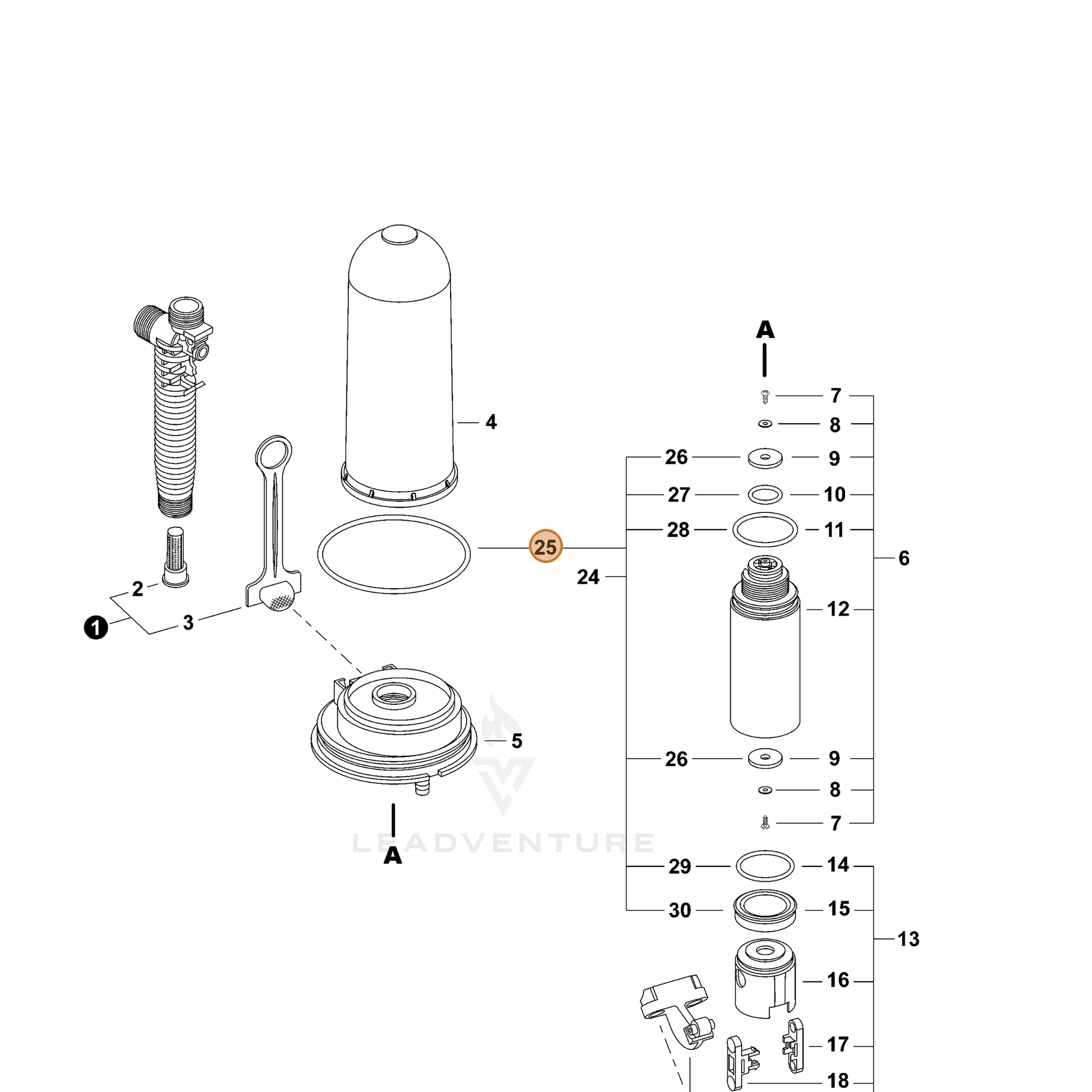 ECHO part 99944100523 — IPL diagram snippet (6x zoom, amber highlight)
