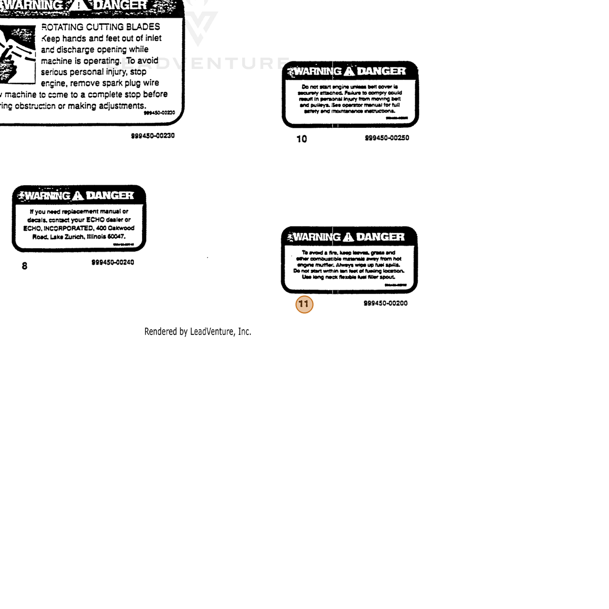 ECHO part 99945000200 — IPL diagram snippet (6x zoom, amber highlight)