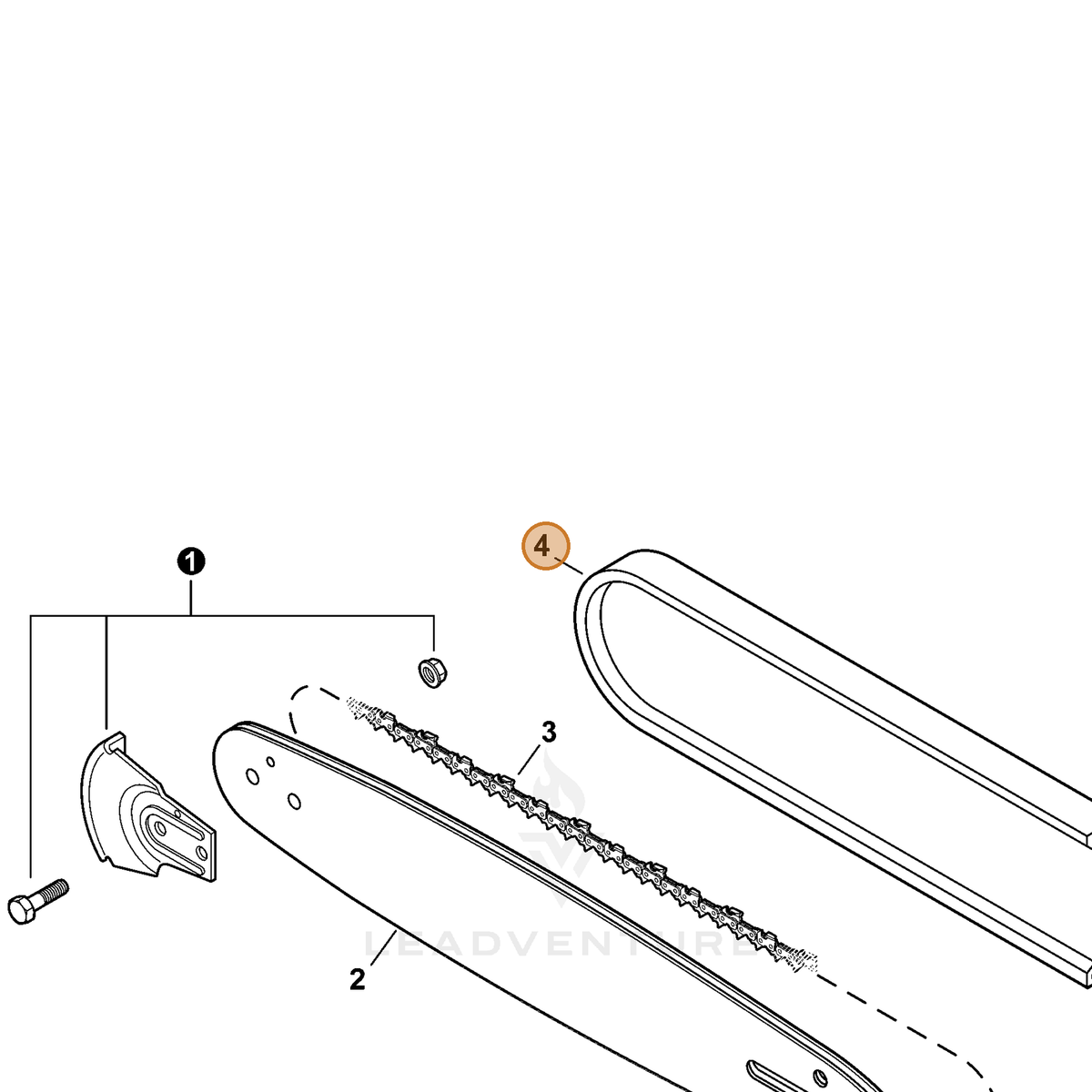 Echo part 99988801595 — IPL diagram snippet (6x zoom, amber highlight)