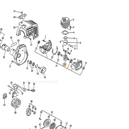 ECHO part A011000002 — IPL diagram snippet (6x zoom, amber highlight)