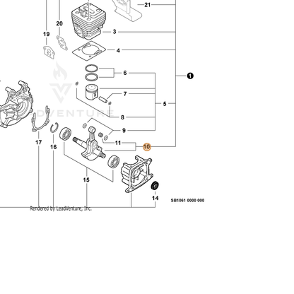 ECHO part A011000042 — IPL diagram snippet (6x zoom, amber highlight)