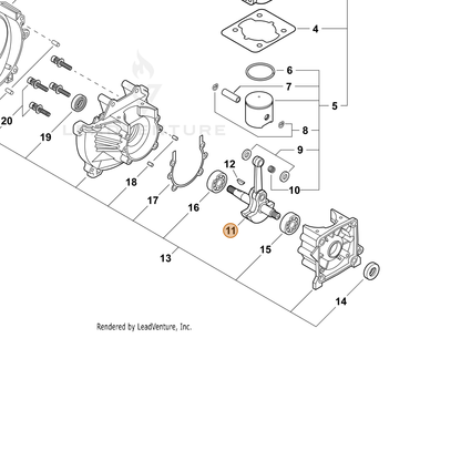 ECHO part A011000120 — IPL diagram snippet (6x zoom, amber highlight)