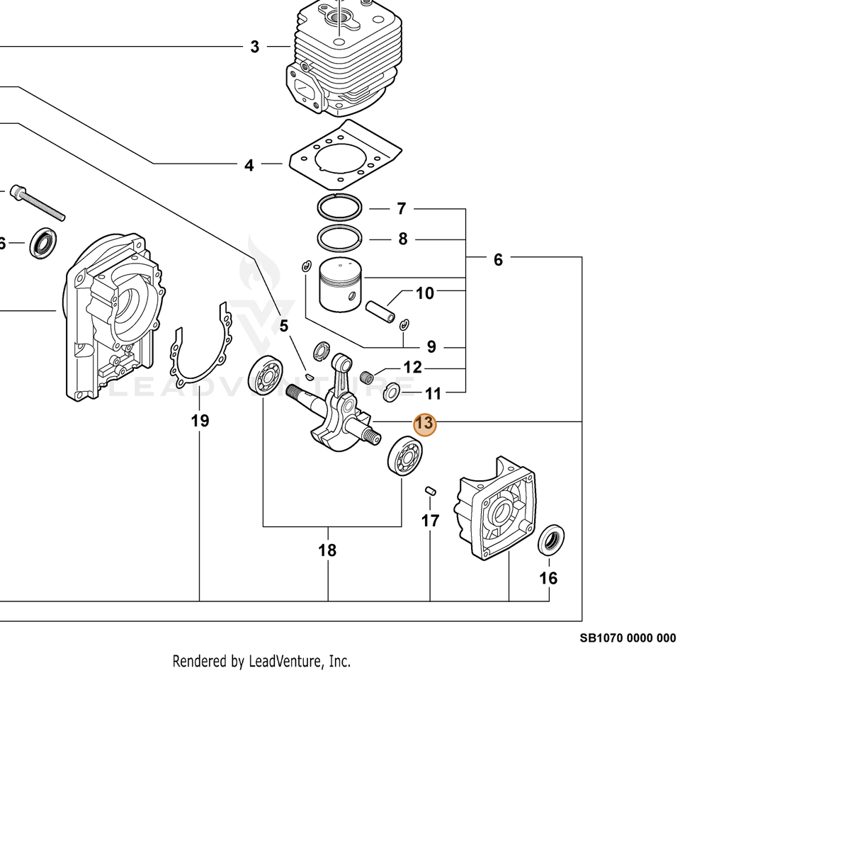 ECHO part A011000140 — IPL diagram snippet (6x zoom, amber highlight)