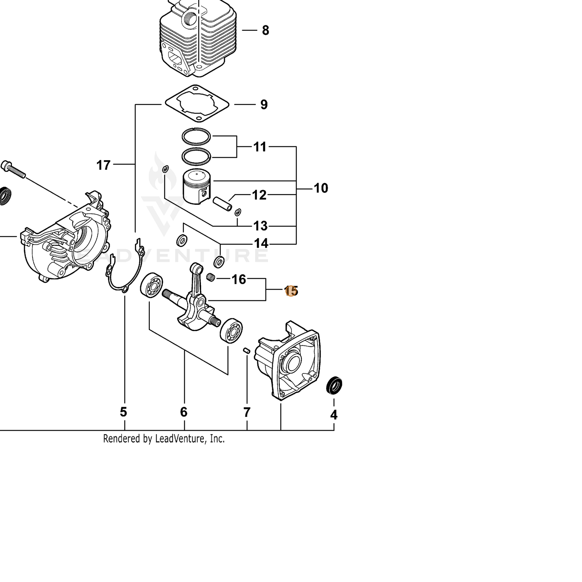 ECHO part A011000151 — IPL diagram snippet (6x zoom, amber highlight)