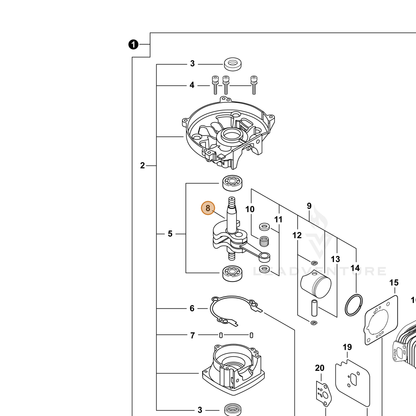 ECHO part A011000223 — IPL diagram snippet (6x zoom, amber highlight)
