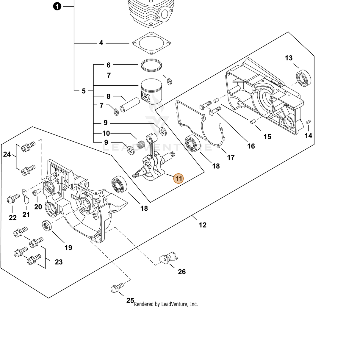 ECHO part A011000250 — IPL diagram snippet (6x zoom, amber highlight)