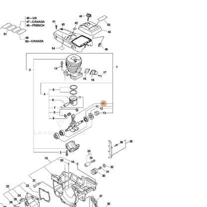 ECHO part A011000321 — IPL diagram snippet (6x zoom, amber highlight)