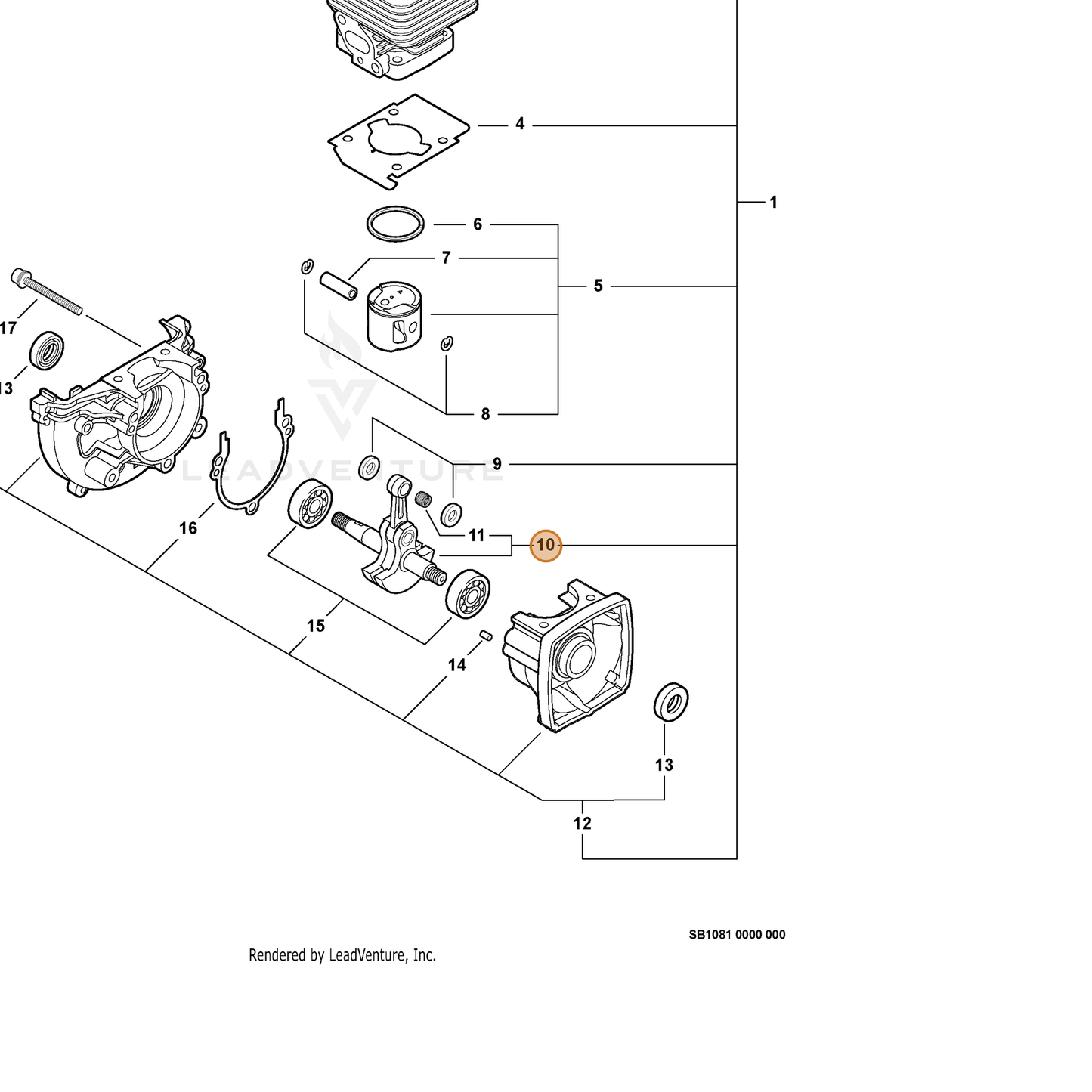ECHO part A011000371 — IPL diagram snippet (6x zoom, amber highlight)