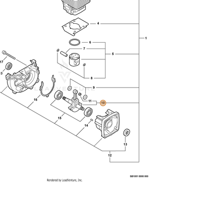 ECHO part A011000371 — IPL diagram snippet (6x zoom, amber highlight)