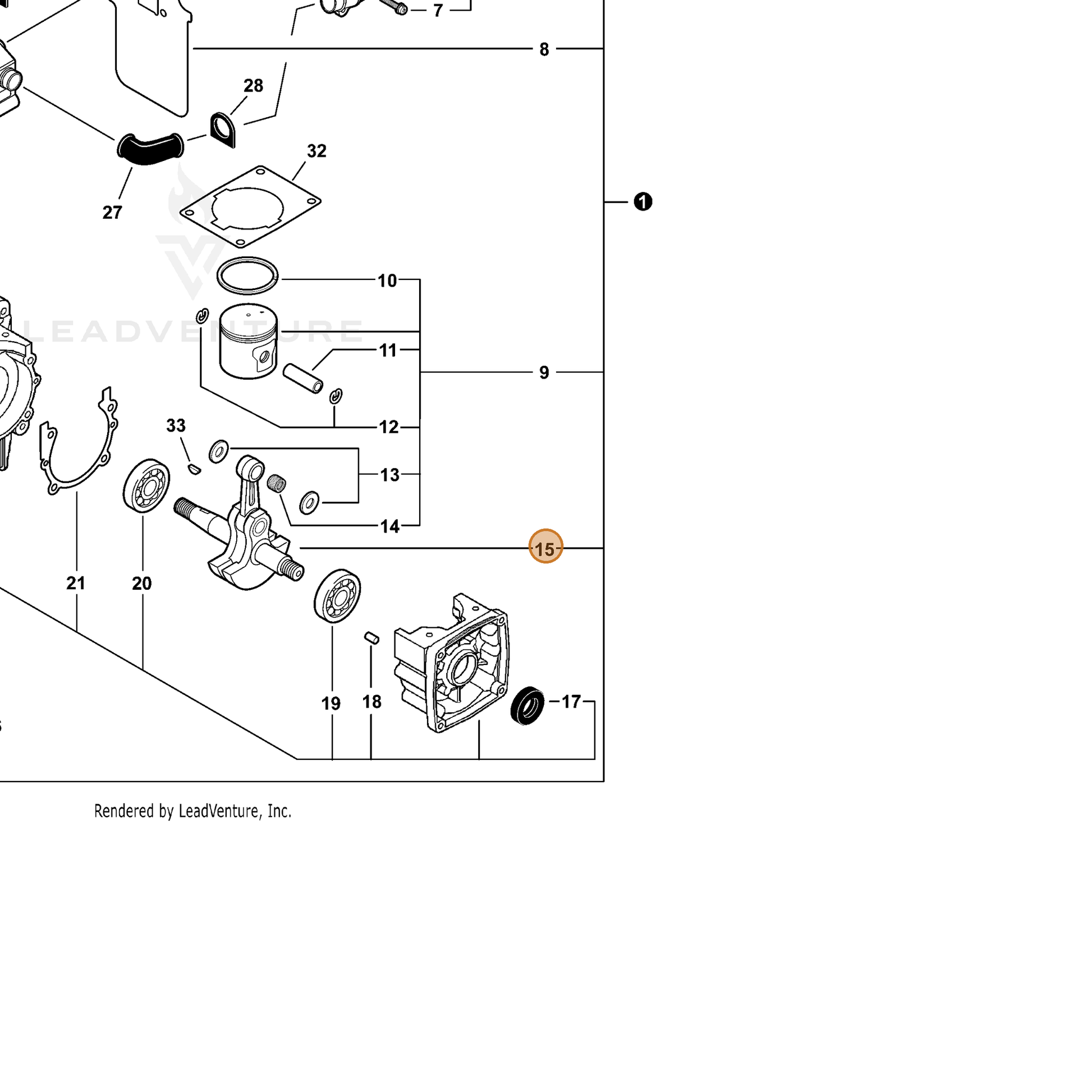 ECHO part A011000530 — IPL diagram snippet (6x zoom, amber highlight)