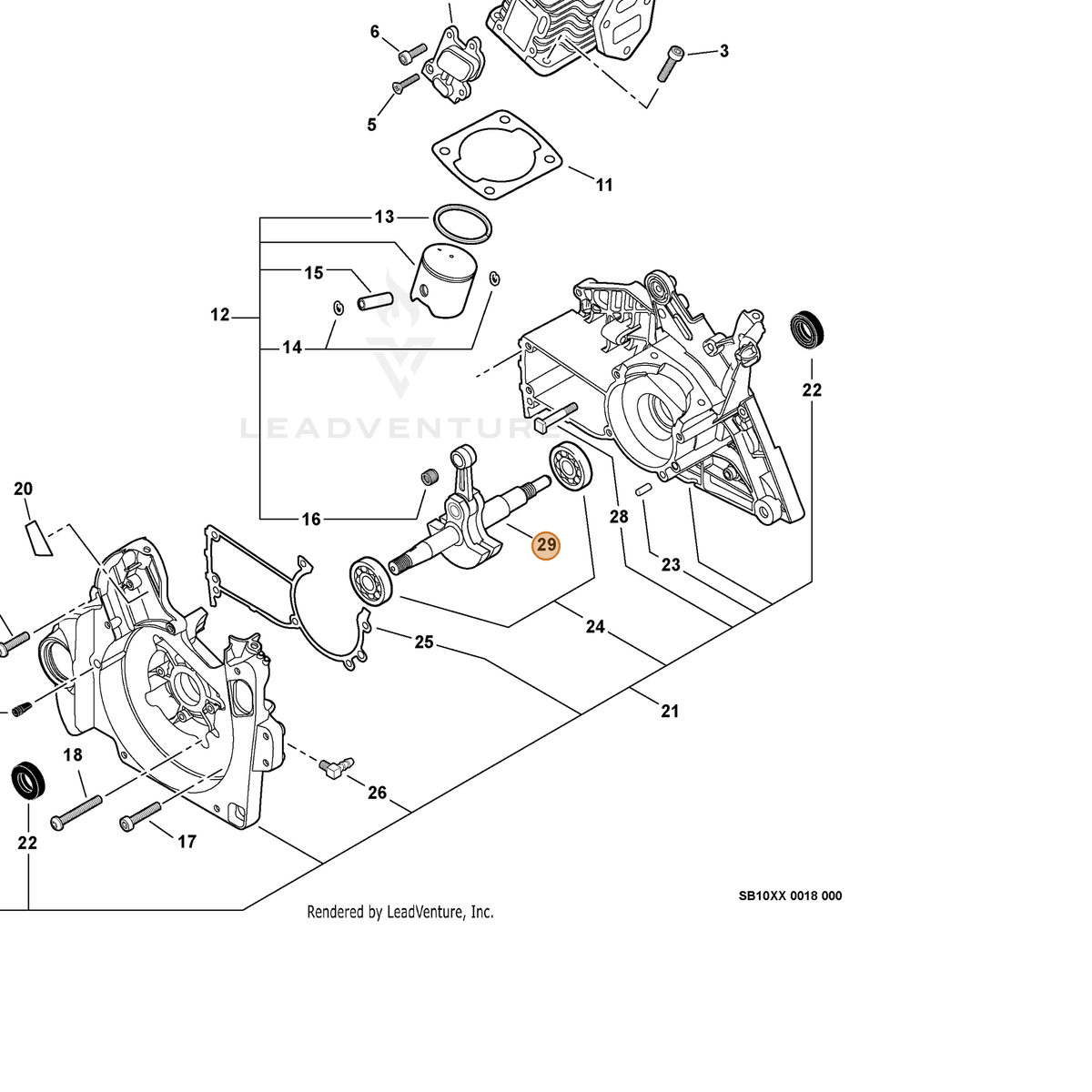 ECHO part A011001101 — IPL diagram snippet (6x zoom, amber highlight)