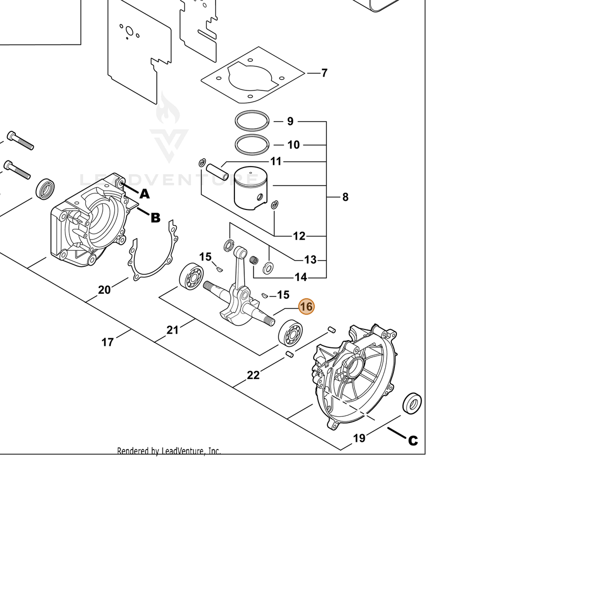 ECHO part A011001260 — IPL diagram snippet (6x zoom, amber highlight)