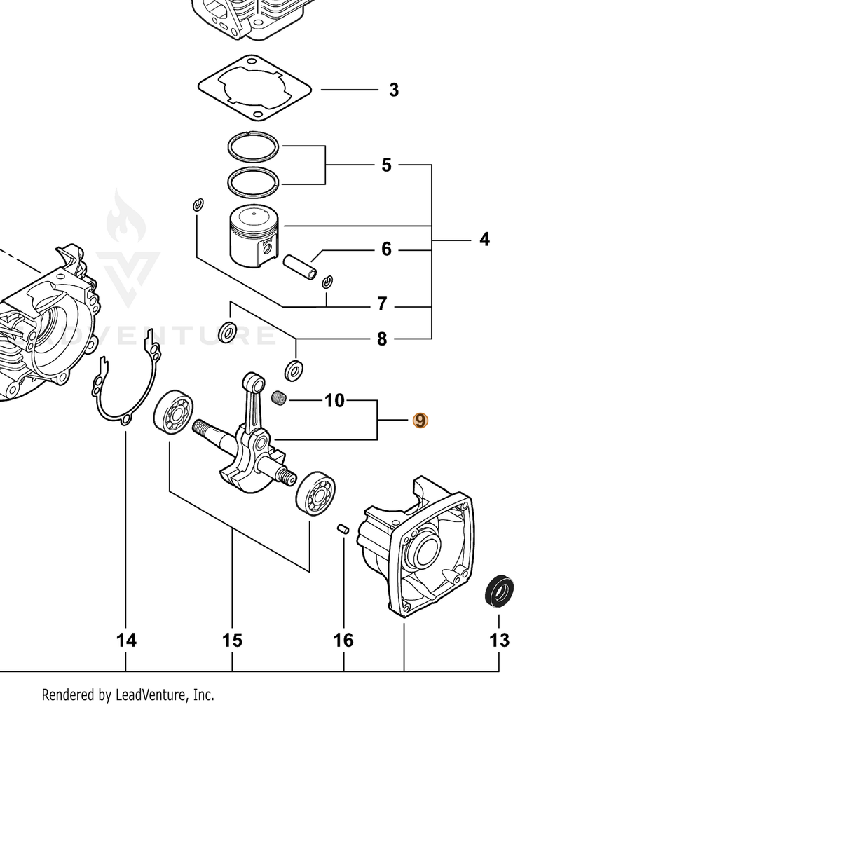 ECHO part A011001300 — IPL diagram snippet (6x zoom, amber highlight)