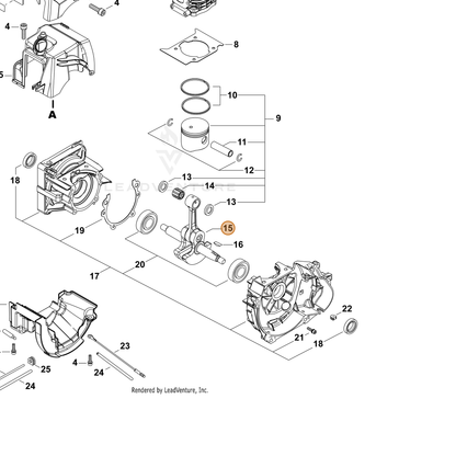 ECHO part A011001350 — IPL diagram snippet (6x zoom, amber highlight)