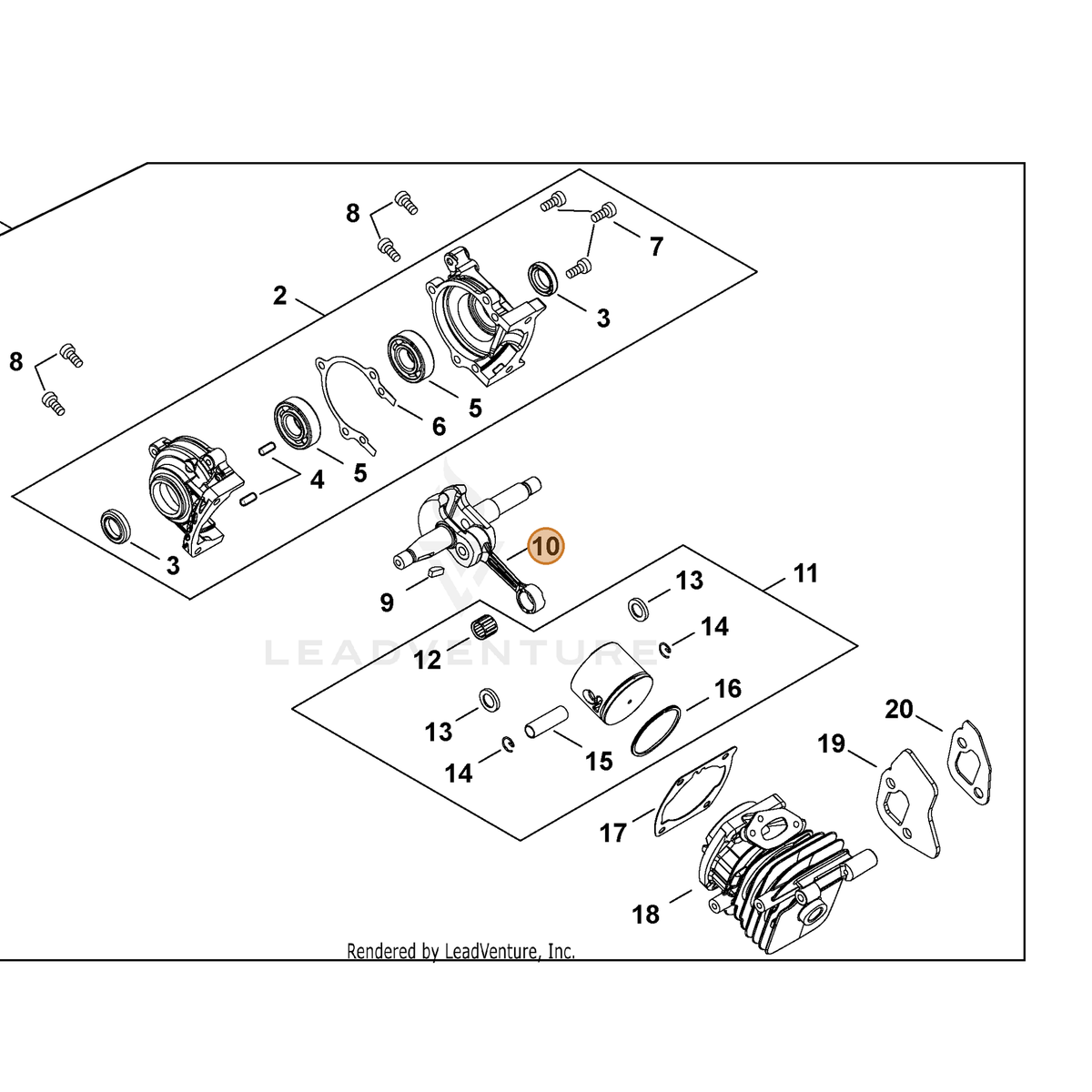 ECHO part A011001440 — IPL diagram snippet (6x zoom, amber highlight)