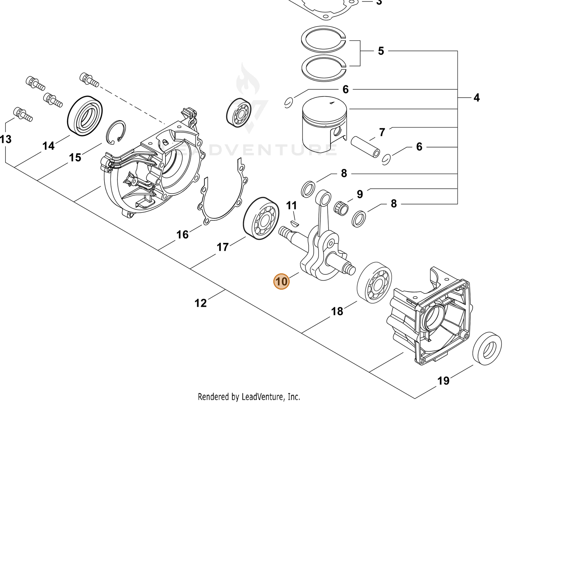 ECHO part A011001590 — IPL diagram snippet (6x zoom, amber highlight)