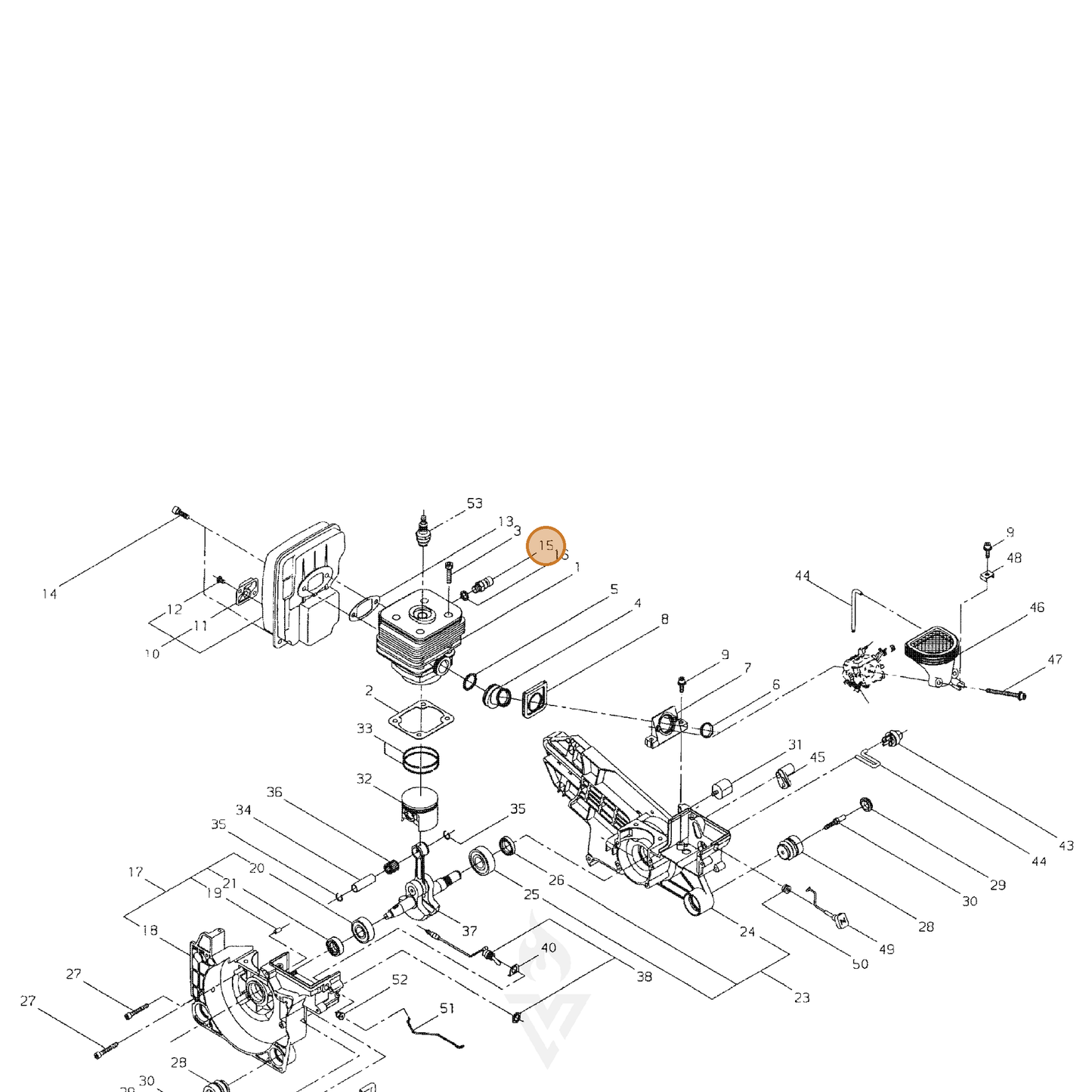 ECHO part A014000091 — IPL diagram snippet (6x zoom, amber highlight)