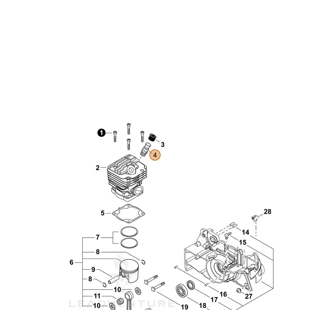 ECHO part A014000120 — IPL diagram snippet (6x zoom, amber highlight)