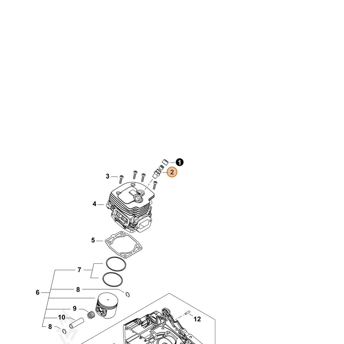 ECHO part A014000130 — IPL diagram snippet (6x zoom, amber highlight)