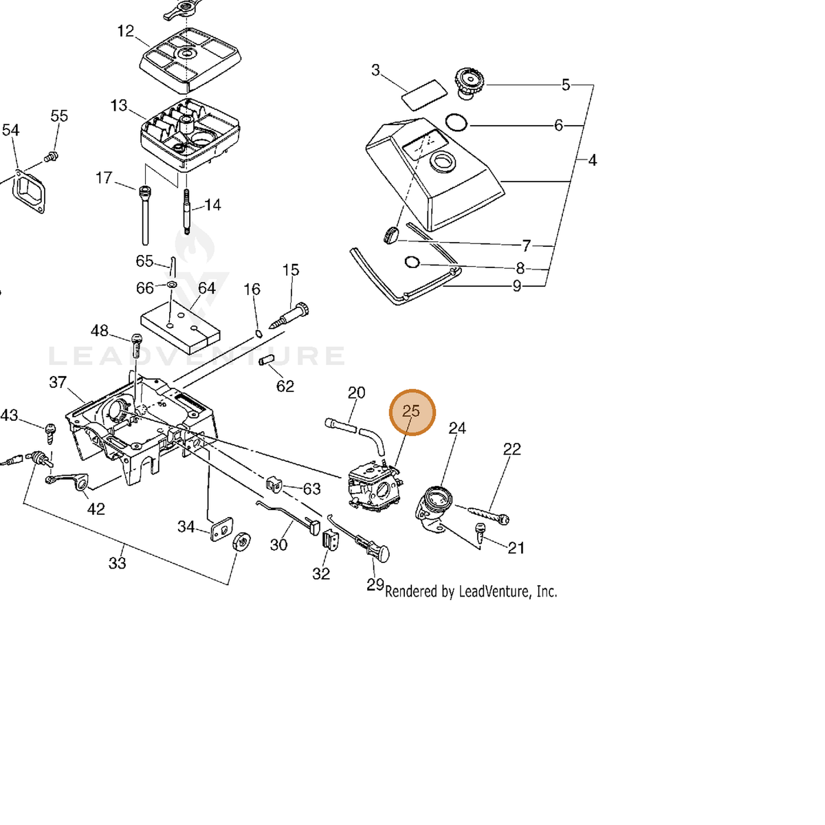 ECHO part A021000020 — IPL diagram snippet (6x zoom, amber highlight)
