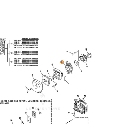 ECHO part A021000371 — IPL diagram snippet (6x zoom, amber highlight)