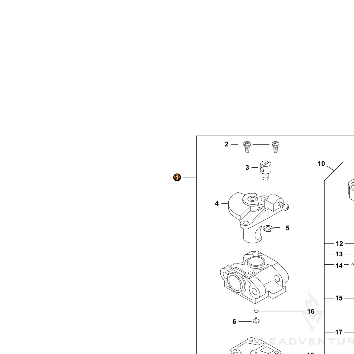 ECHO part A021000550 — IPL diagram snippet (6x zoom, amber highlight)