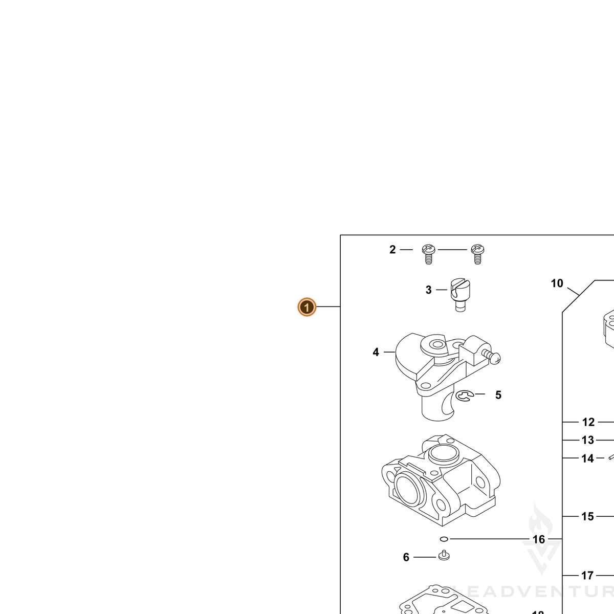 ECHO part A021000551 — IPL diagram snippet (6x zoom, amber highlight)