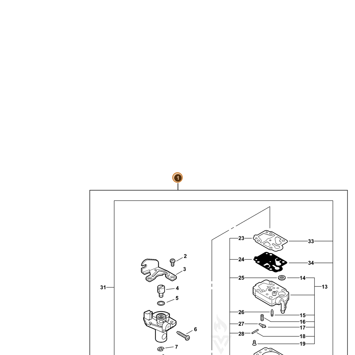 ECHO part A021000672 — IPL diagram snippet (6x zoom, amber highlight)