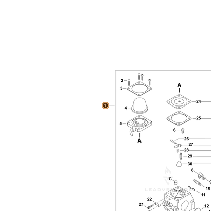 ECHO part A021000686 — IPL diagram snippet (6x zoom, amber highlight)